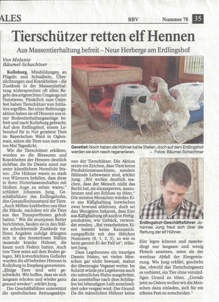 Artikel Bayernwald Bote vom 04.04.2015