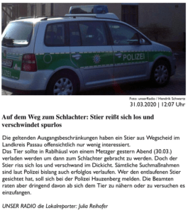 Bericht auf PASSAU24.de vom 31.03.2020